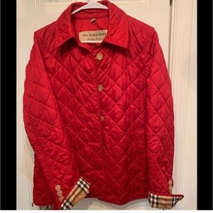 Red Burberry coat